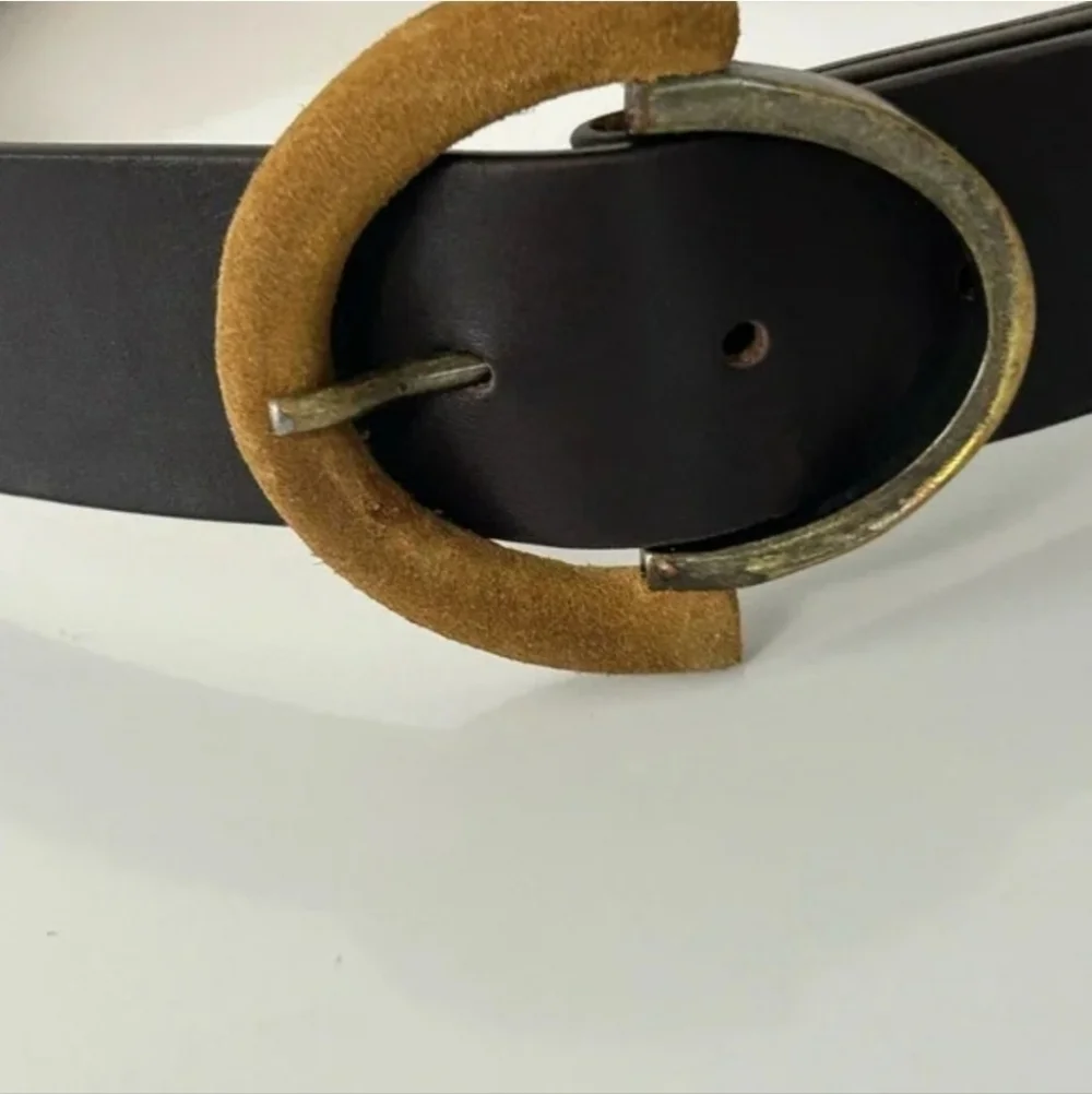 Per Se Lentil Made in Italy Leather Belt Size XL Brass Tip Western Cowgirl Rodeo